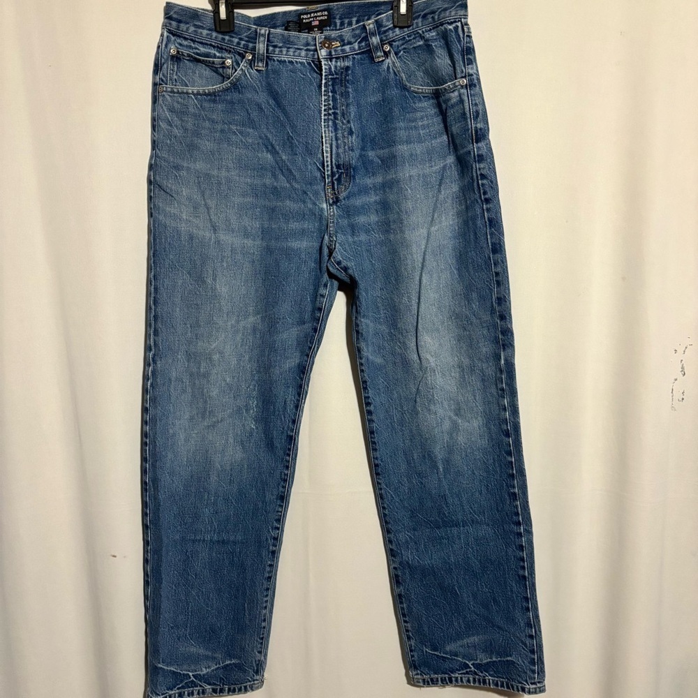 Polo Jeans Co. Ralph Lauren Jeans size 36 Straight Leg frayed bottom seam